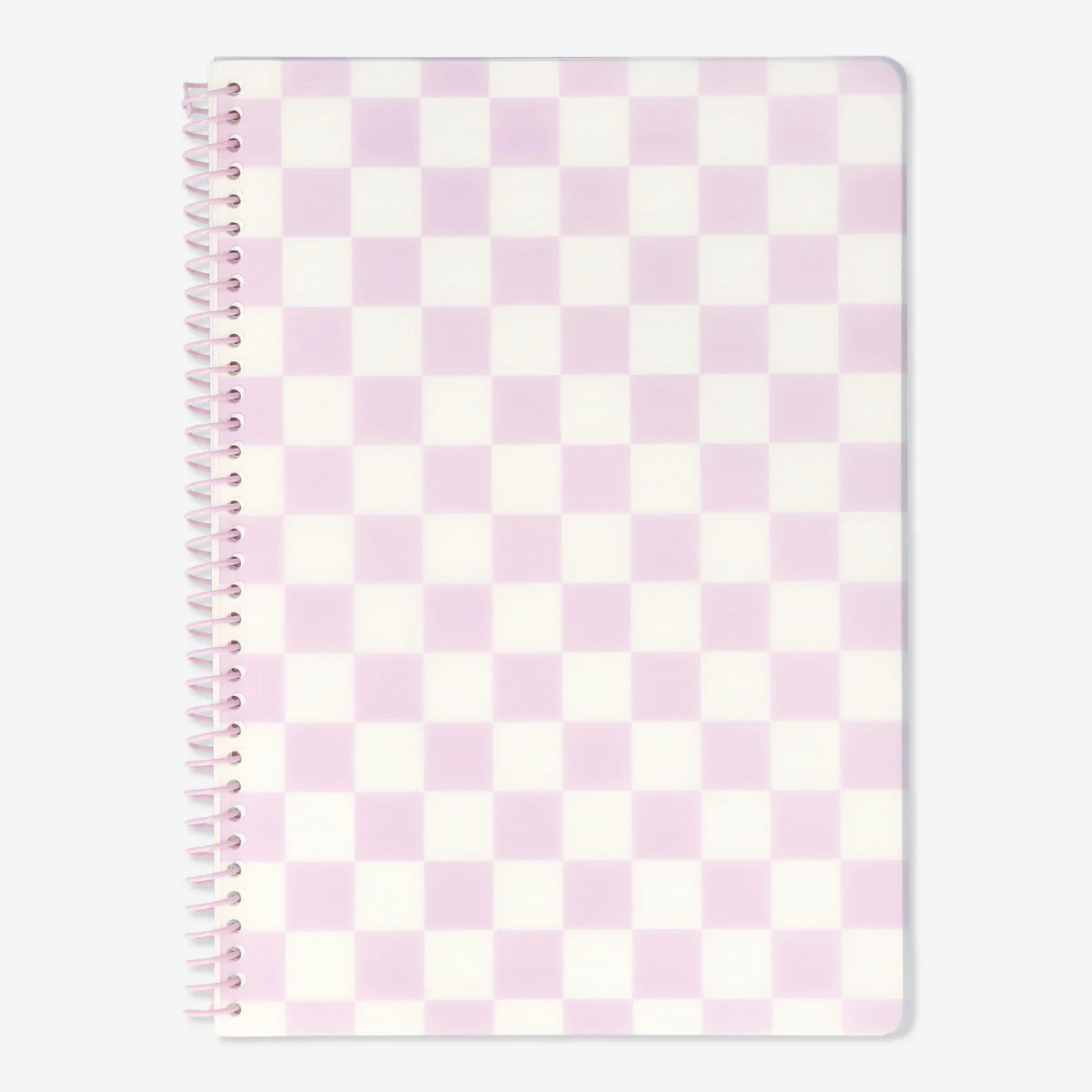 A4 notebook with pink checkered plastic cover