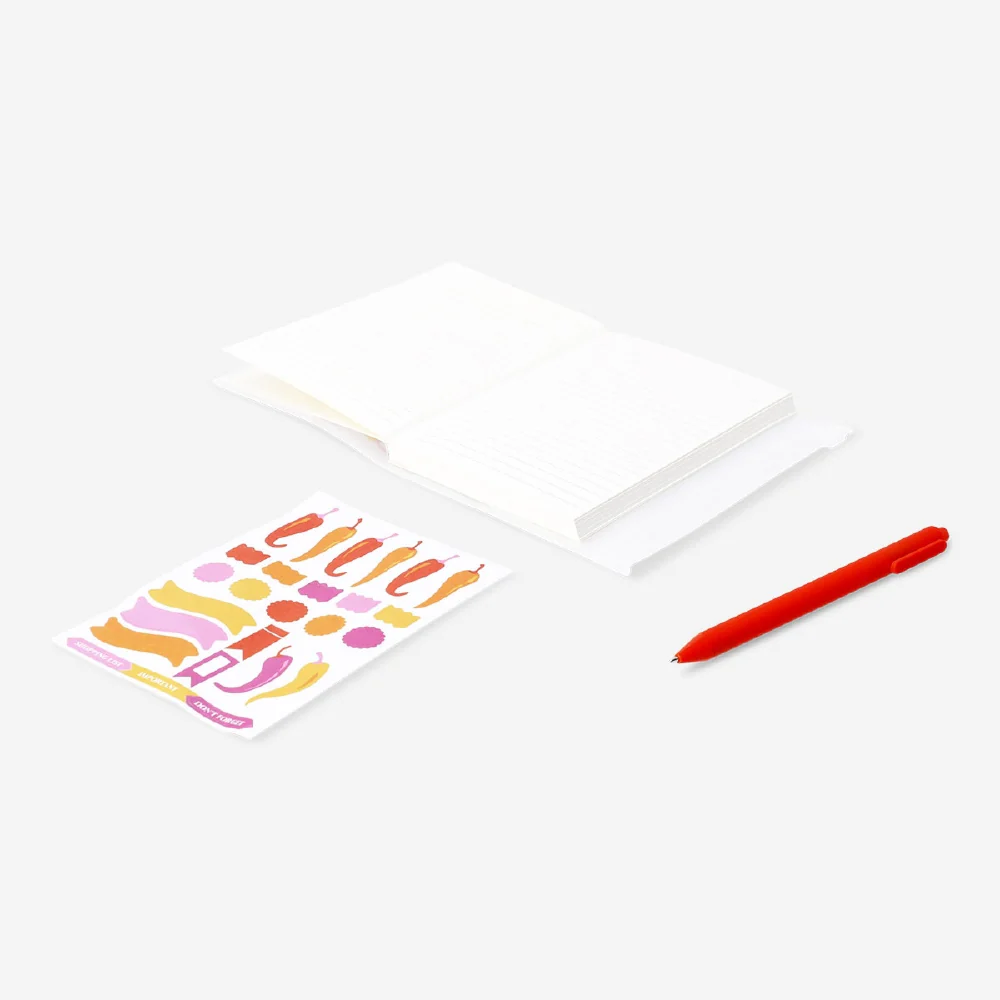 A6 chilli notebook with zip pocket and stickers - Image 3