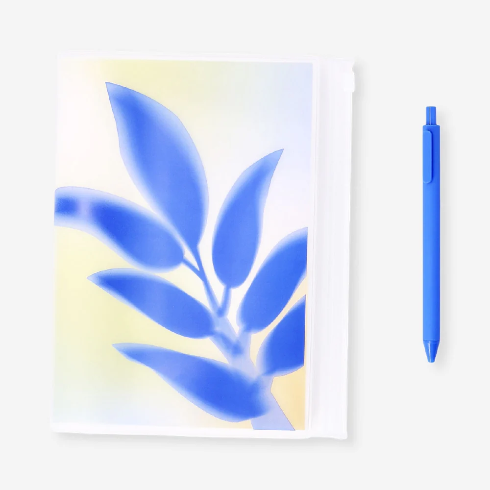 A6 leaf notebook with zip pocket and stickers