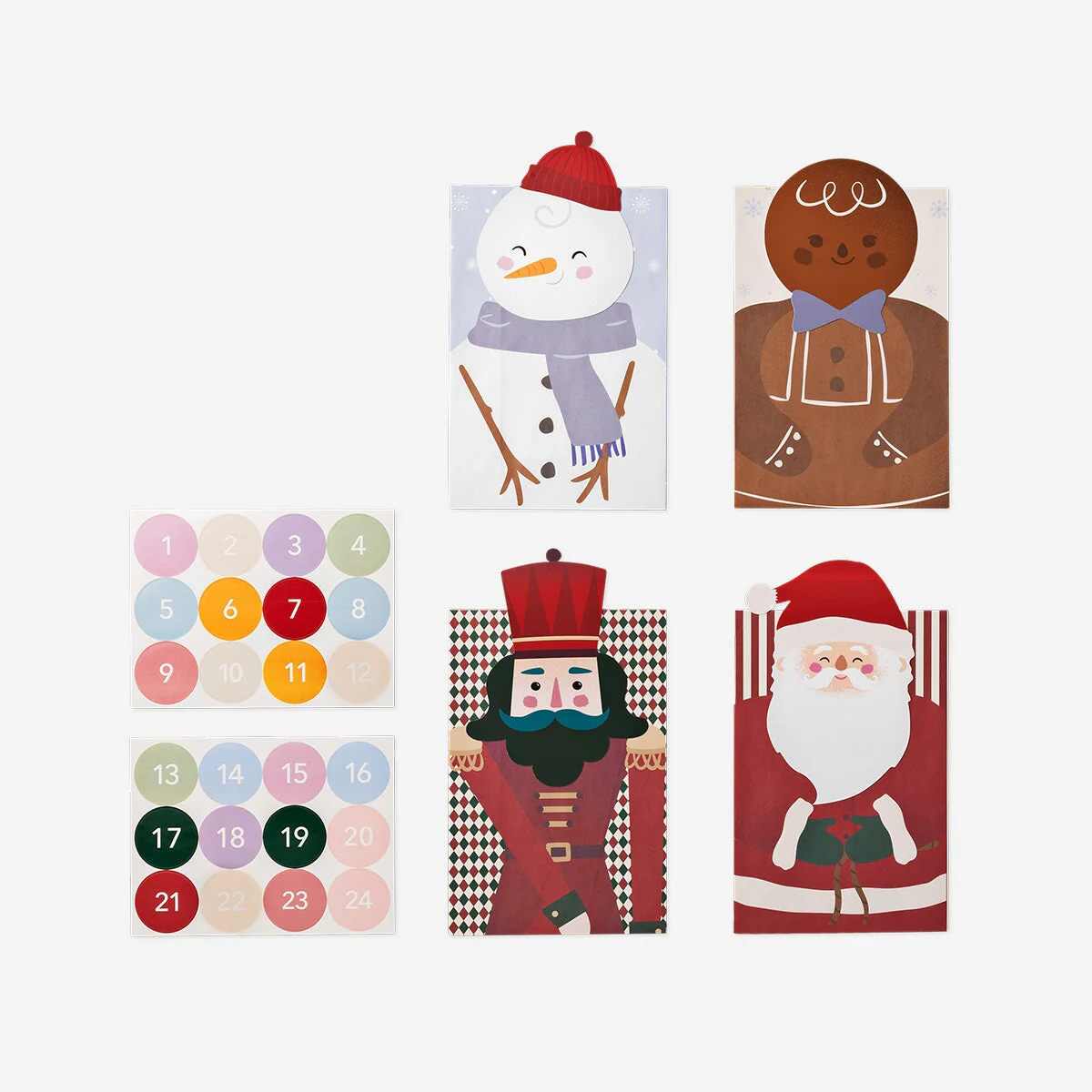 Advent gift bags with numbers and Christmas characters - 24 pcs - Image 2