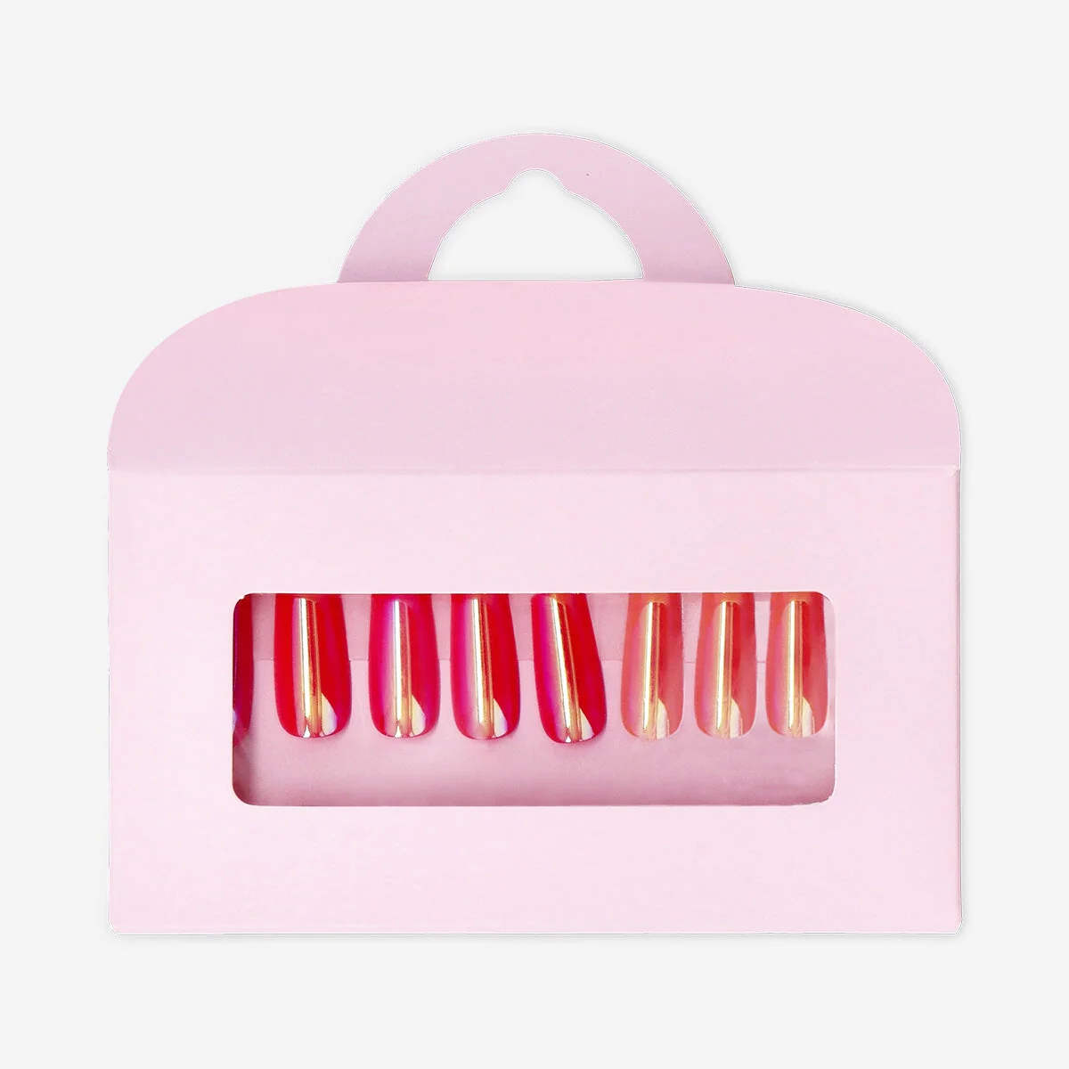 Artificial nails set - Pink iridescent design