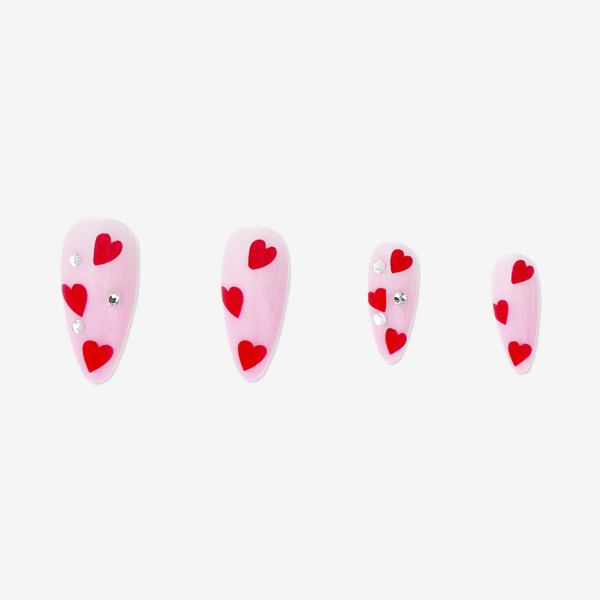 Artificial nails set - Red hearts - Image 2