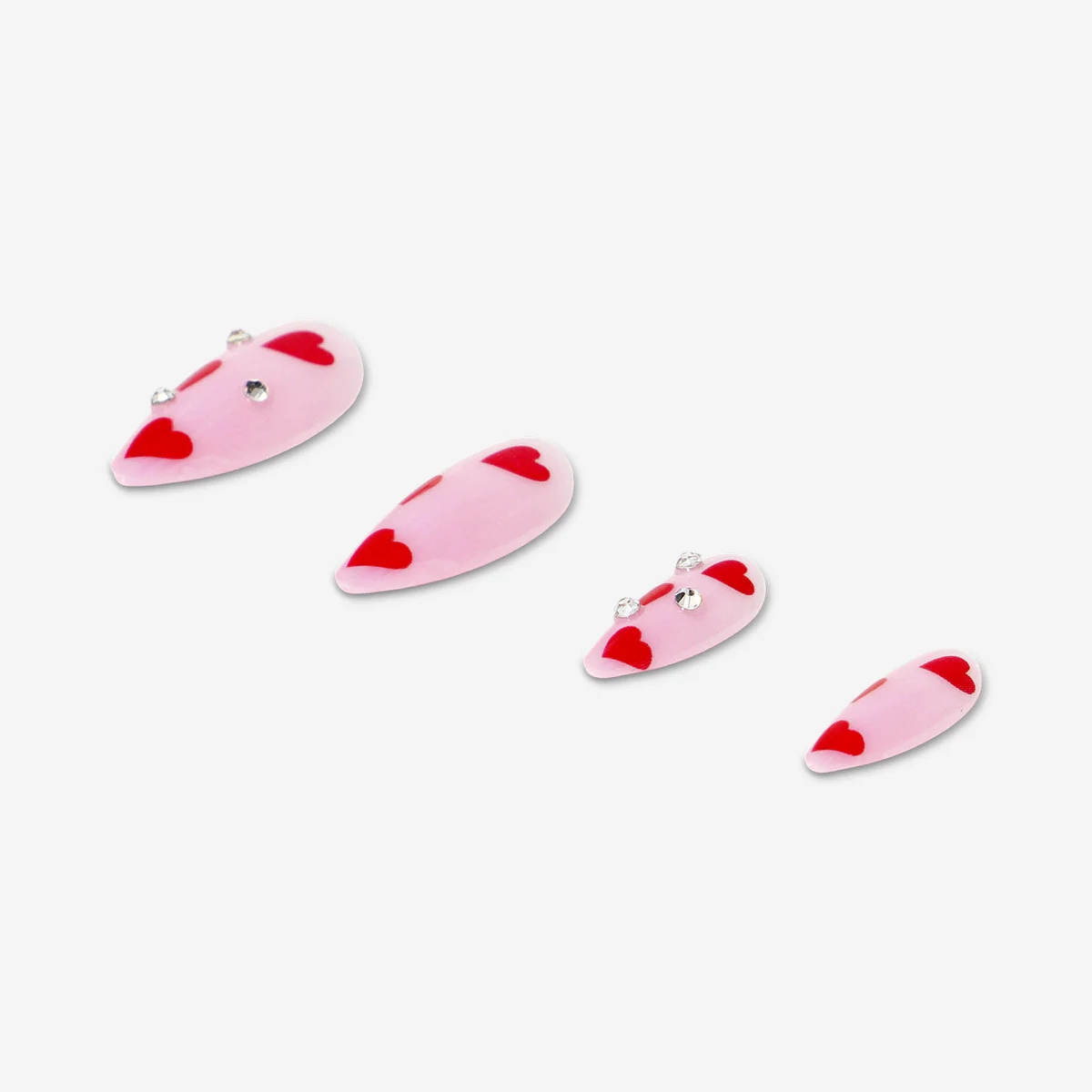 Artificial nails set - Red hearts - Image 3