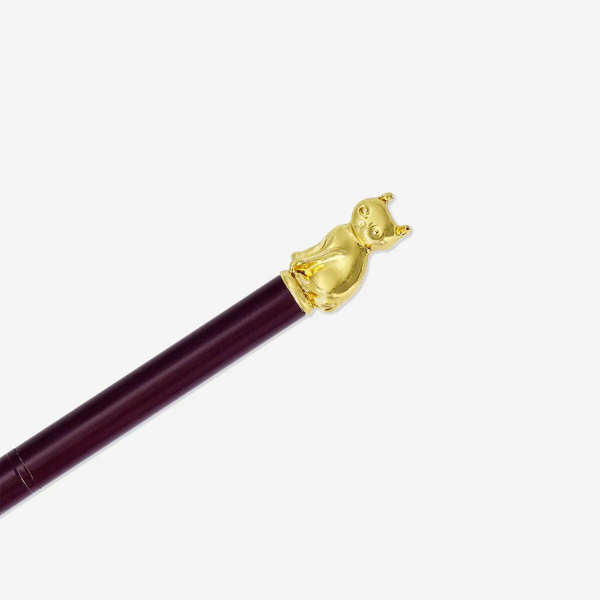 Ballpoint pen with gold cat topper - Black ink - Image 3