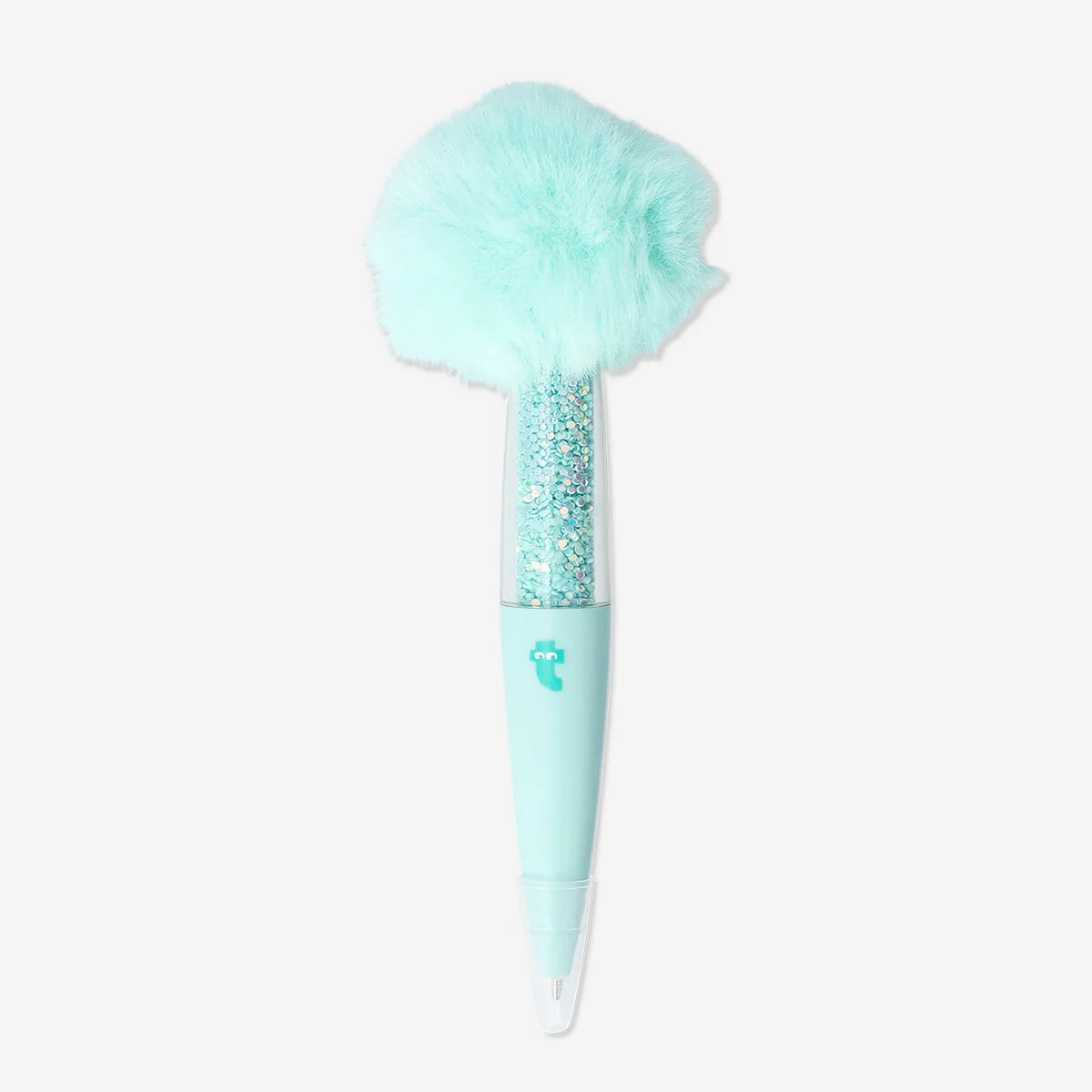 Turquoise ballpoint pen with plush top