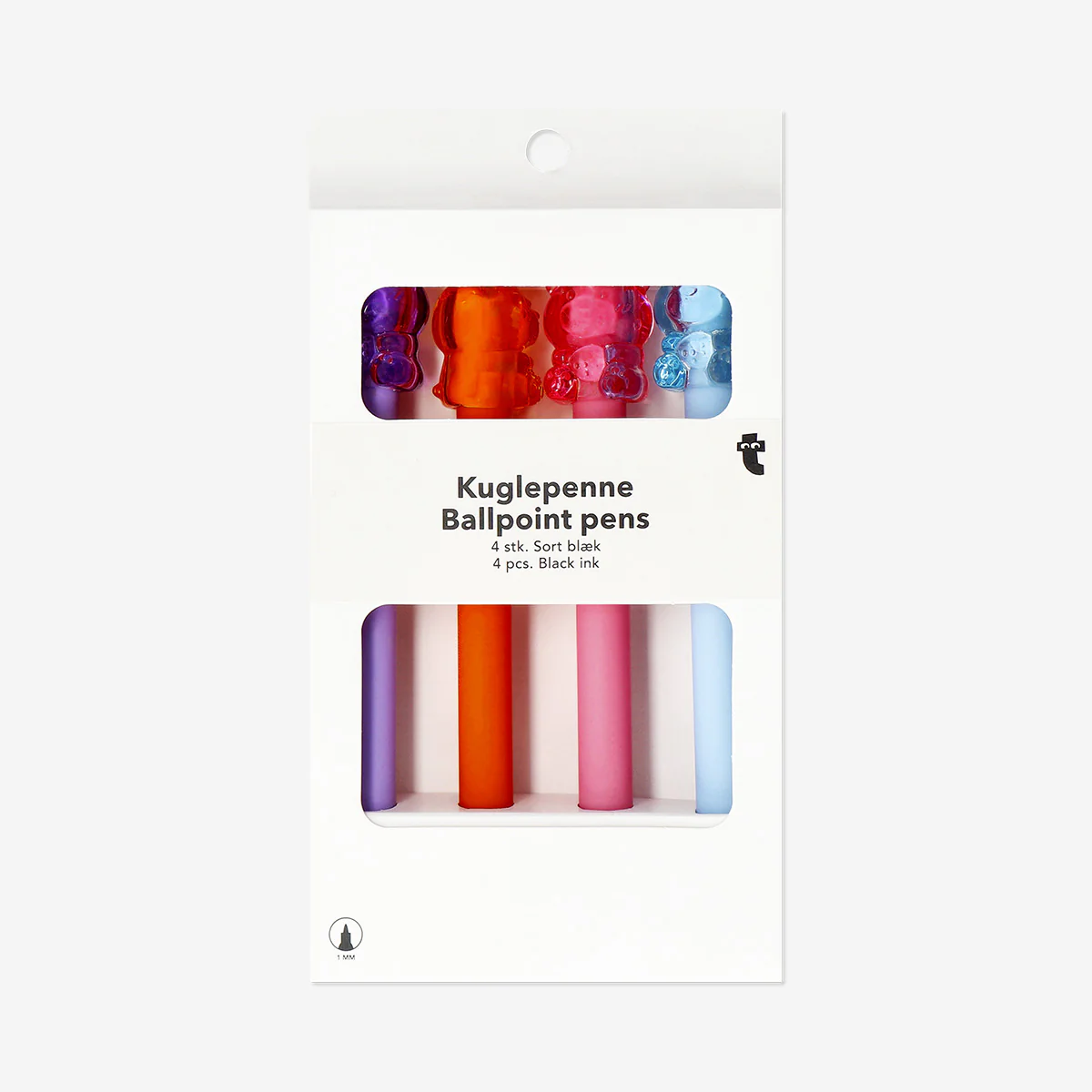 Ballpoint pens with bear toppers - 4 pcs - Image 3