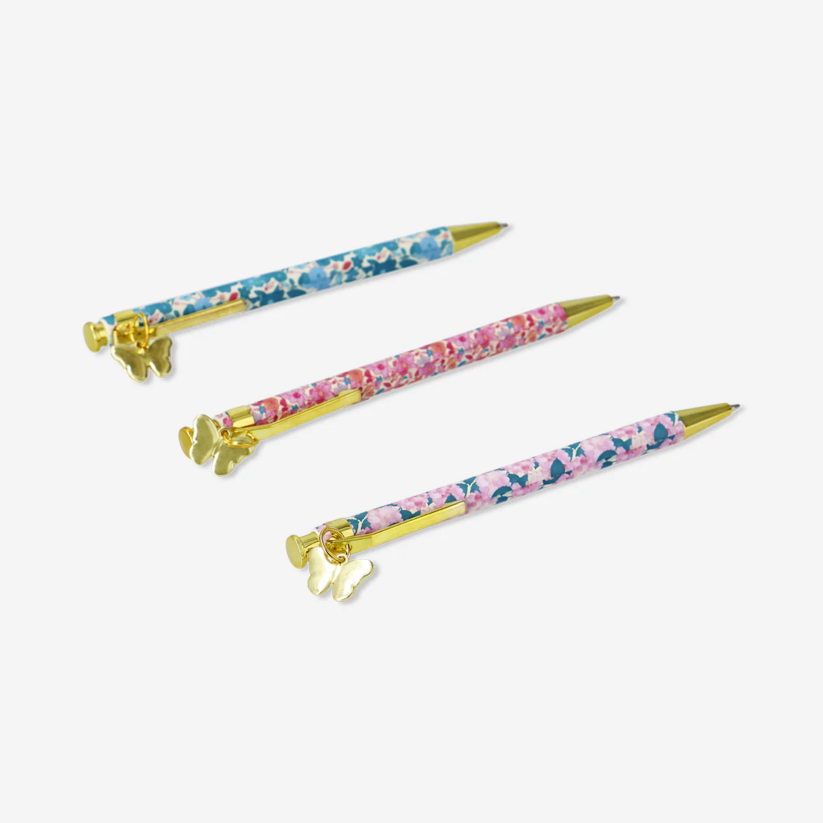 Ballpoint pens with butterfly toppers - 3 pcs - Image 2