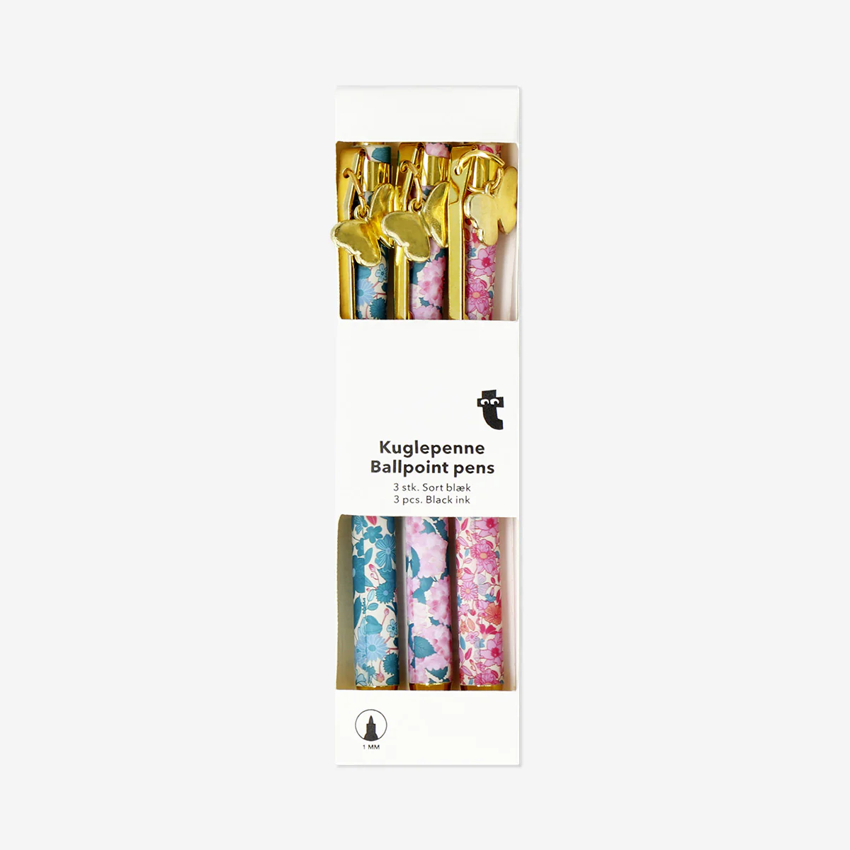 Ballpoint pens with butterfly toppers - 3 pcs - Image 3