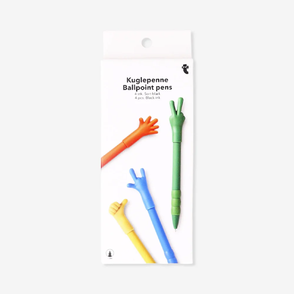 Ballpoint pens with hand signs - 4 pcs - Image 3