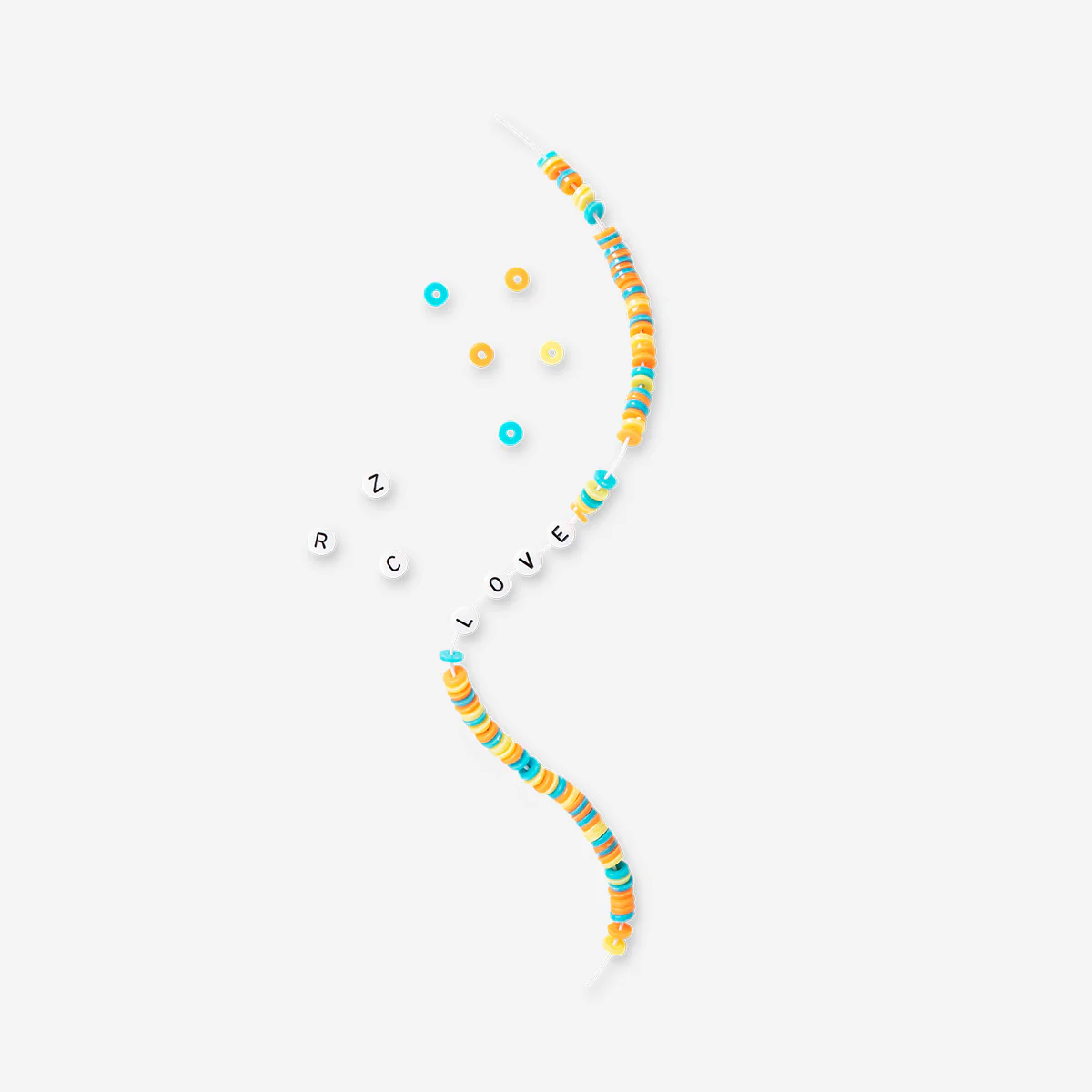 Bead set with string - Tropical colours and letters - Image 3
