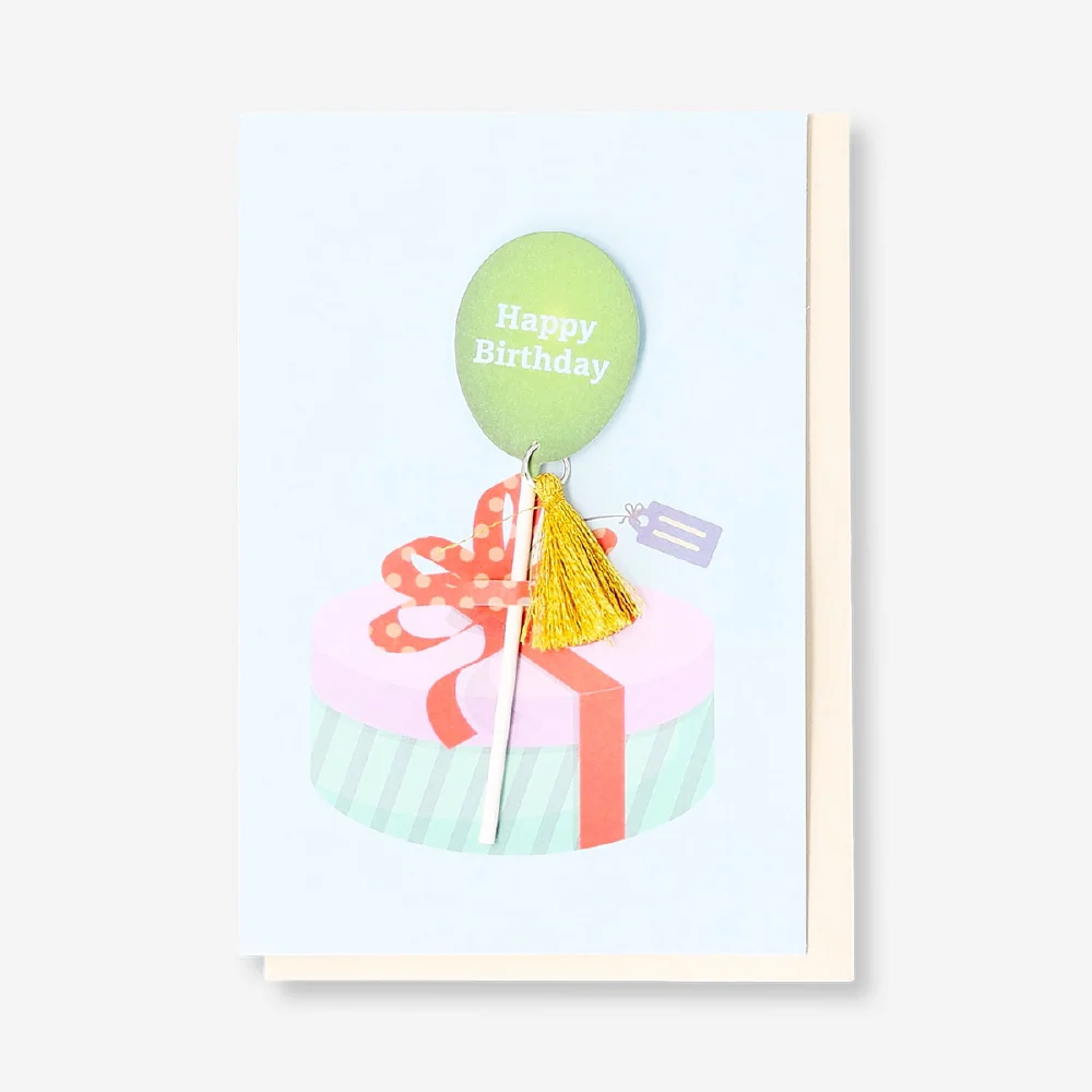 Birthday card - Balloon with tassle attachment