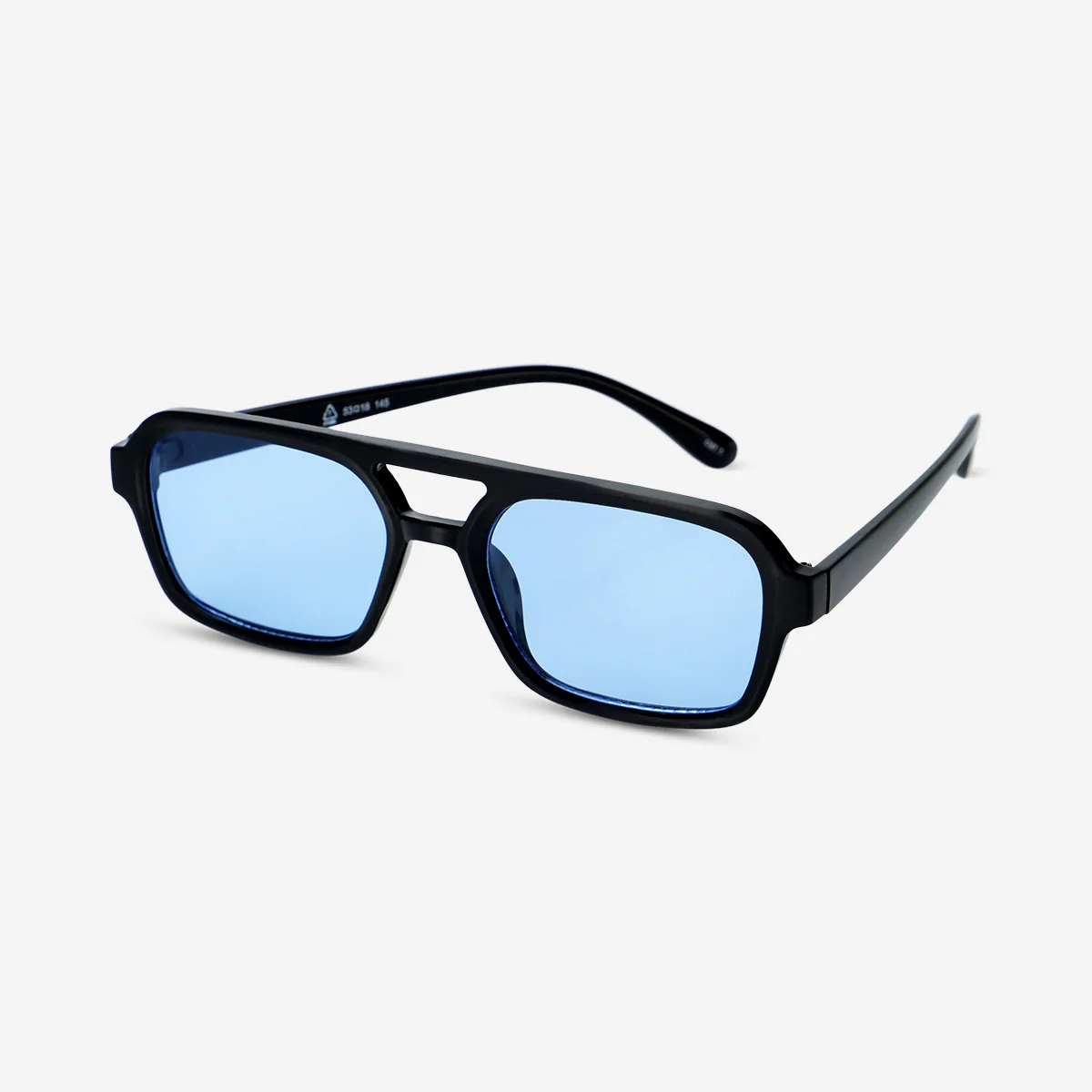 Black aviator sunglasses with blue glass - Image 2