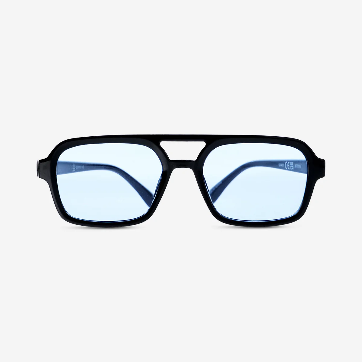 Black aviator sunglasses with blue glass - Image 3