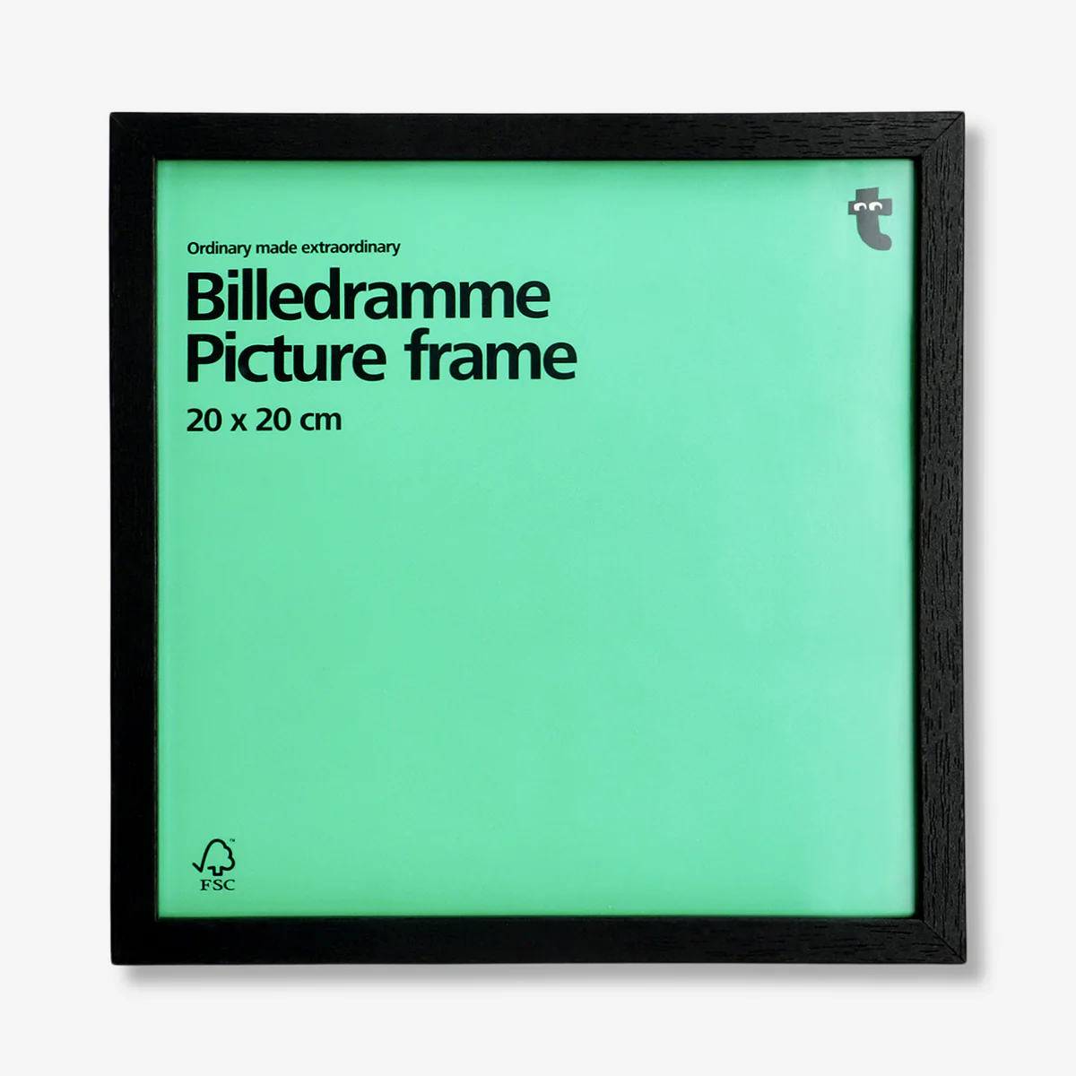 Black wood picture frame - 20x20 cm