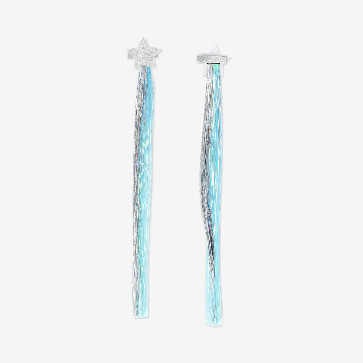 Blue and silver foil with star hair clips - 2 pcs - Image 2