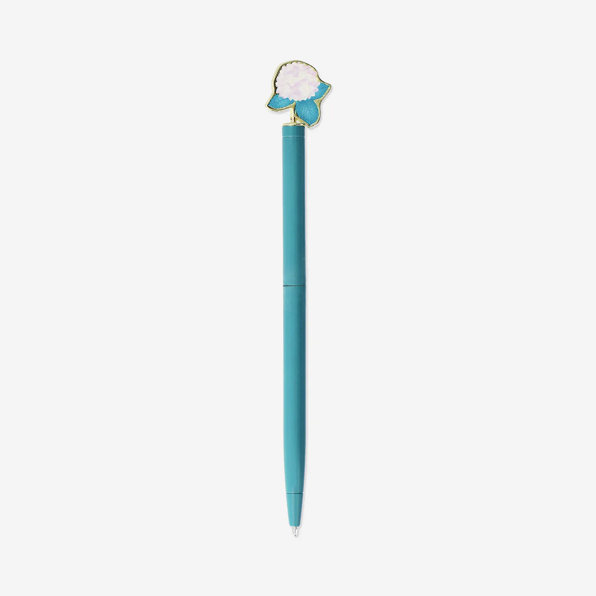 Blue ballpoint pen with flower