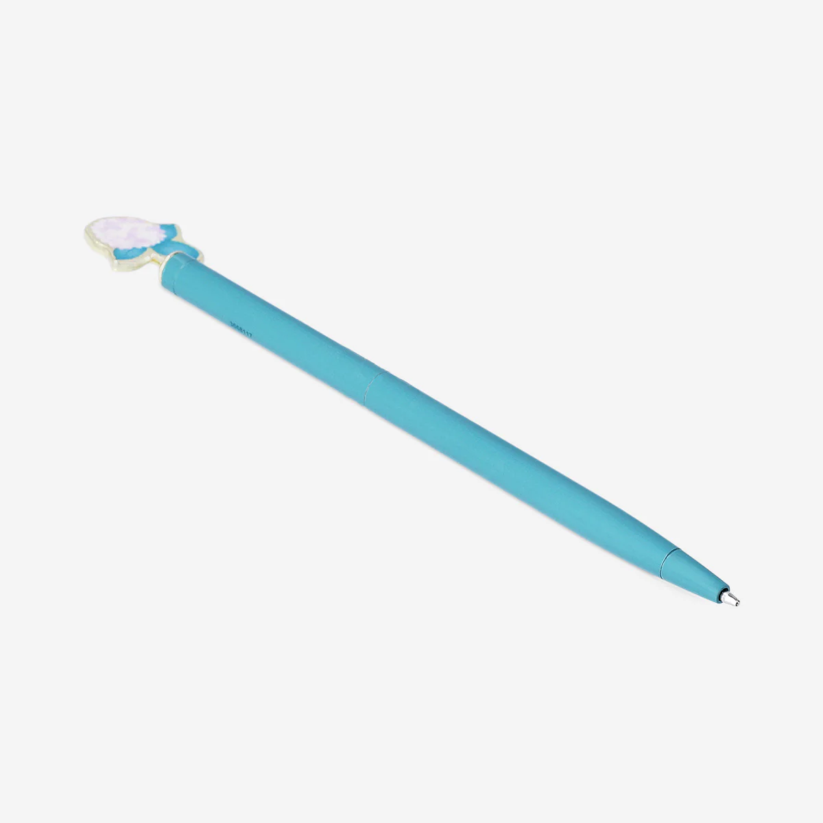 Blue ballpoint pen with flower - Image 2