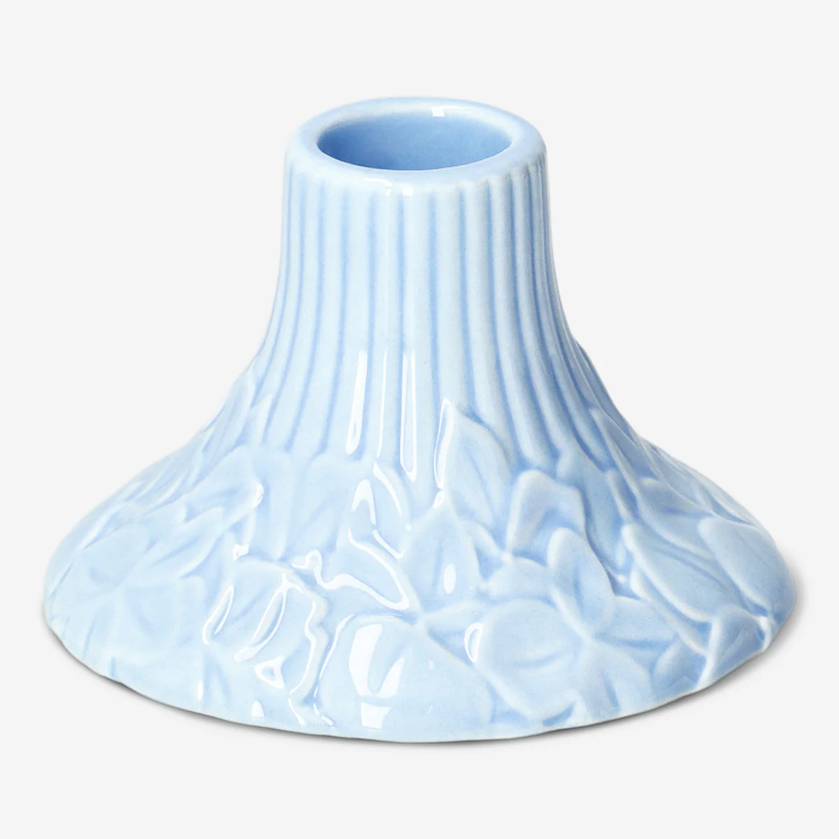 Blue candleholder with embossed hydrangeas - Image 3