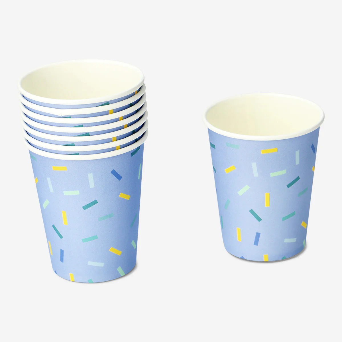 Blue confetti paper cups - 8 pcs