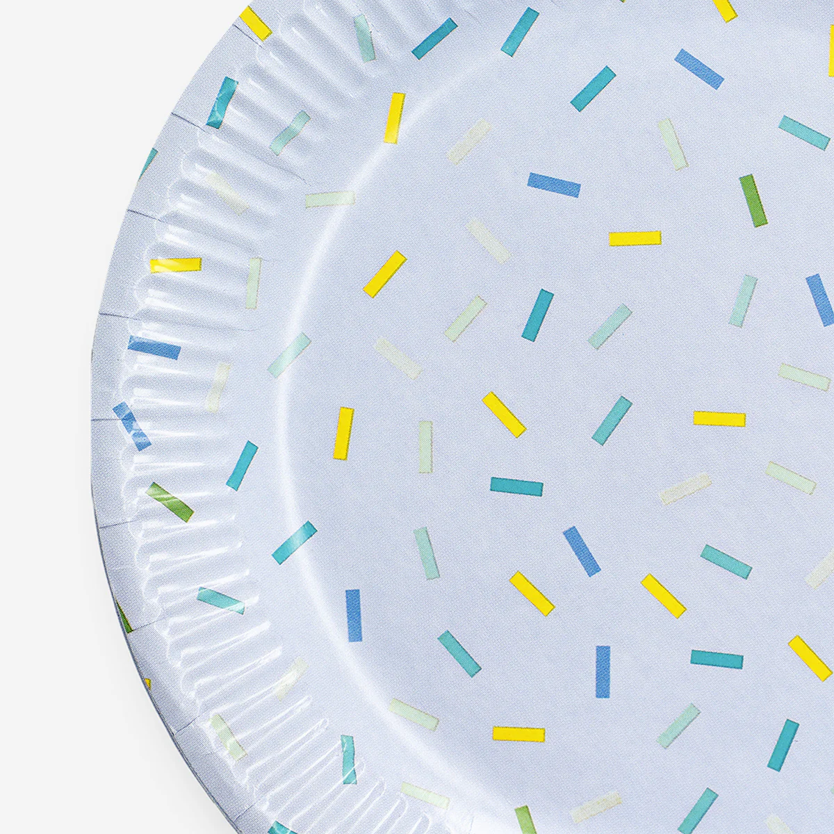 Blue confetti paper plates - 8 pcs - Image 3
