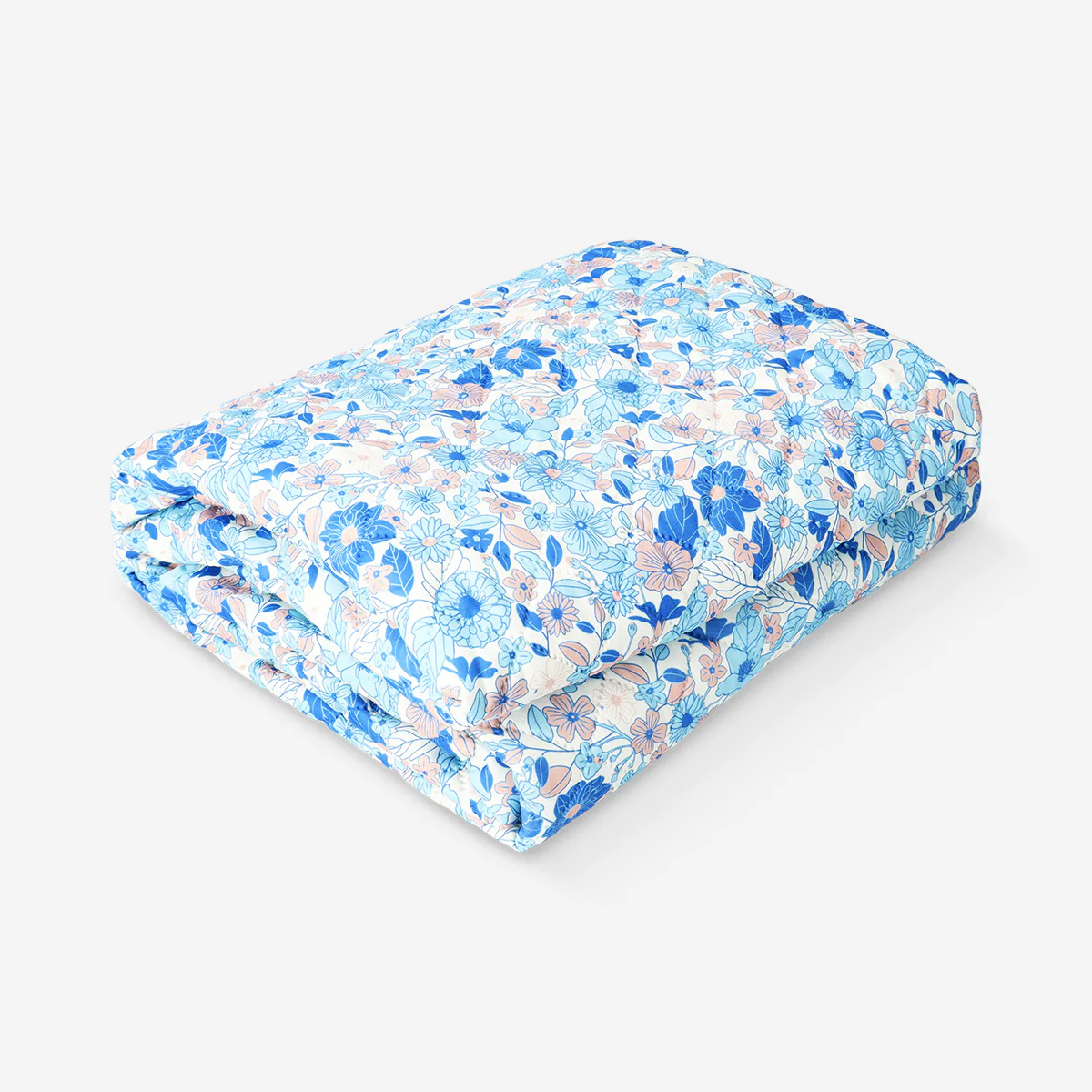 Blue floral quilted blanket - 170x130 cm - Image 2