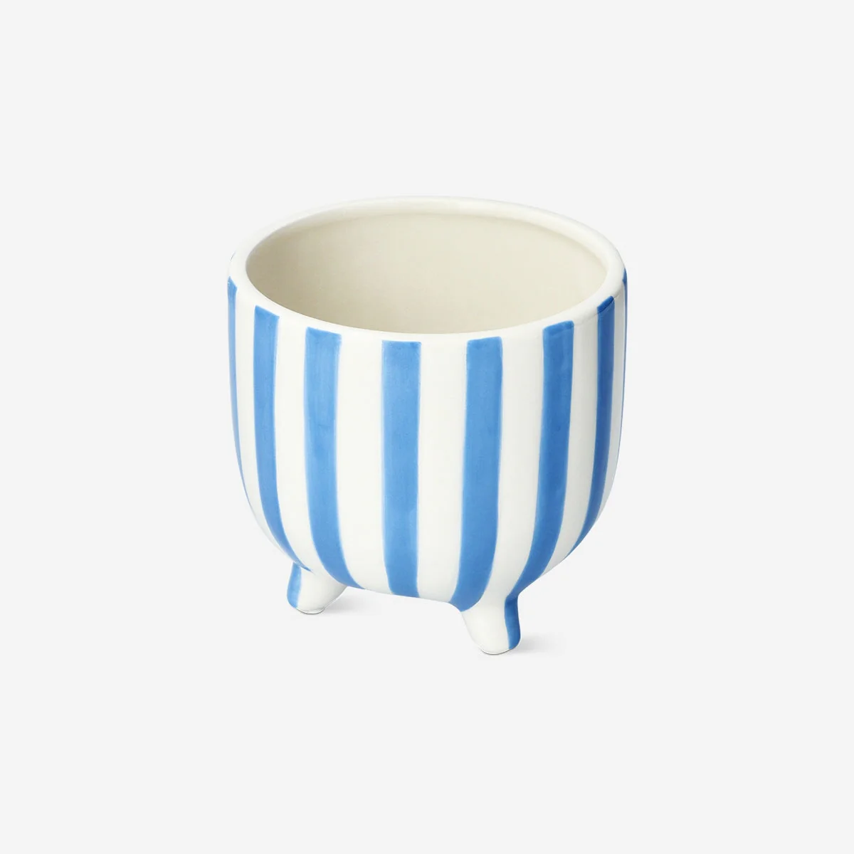 Blue striped flowerpot