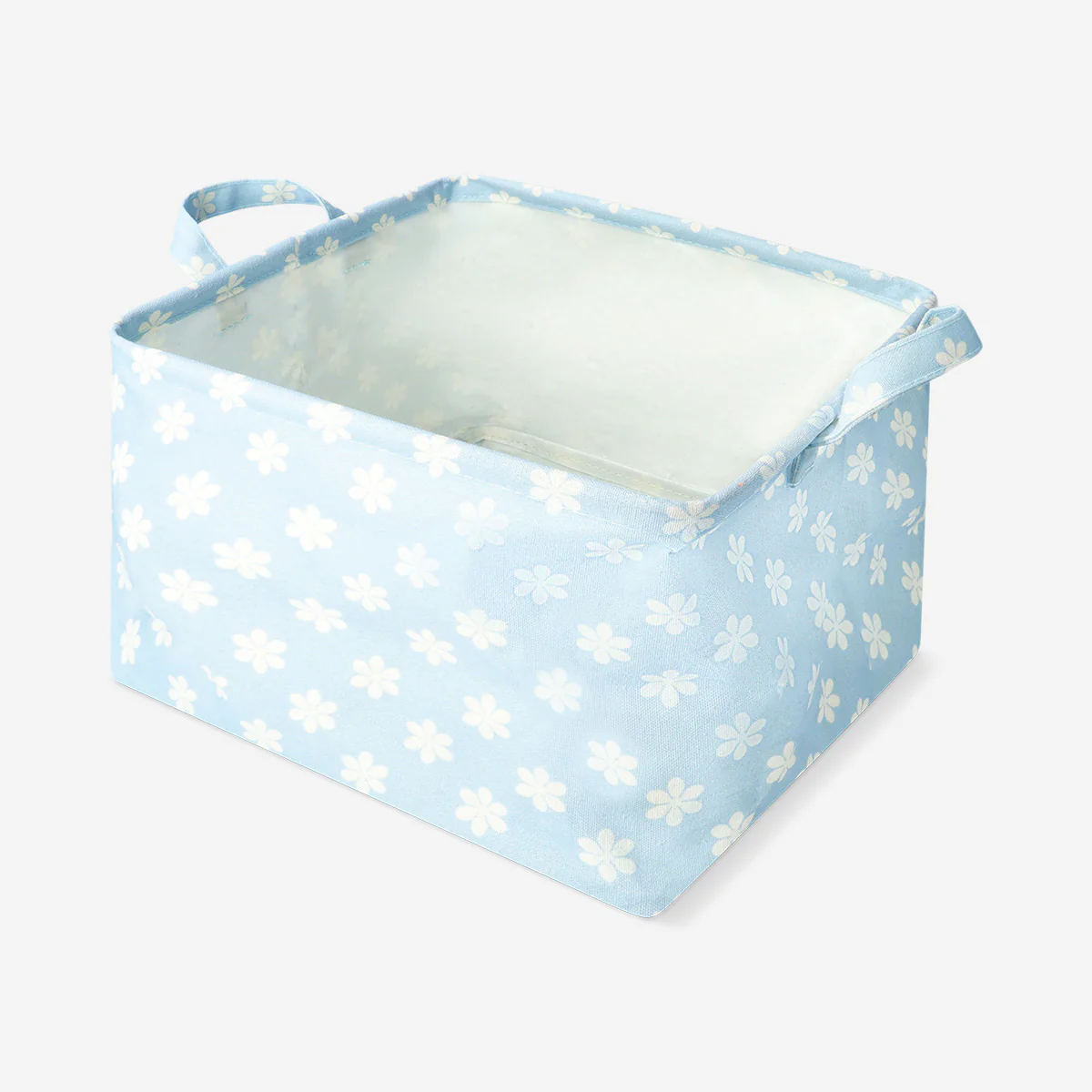 Blue floral textile storage basket - 28 cm - Image 3