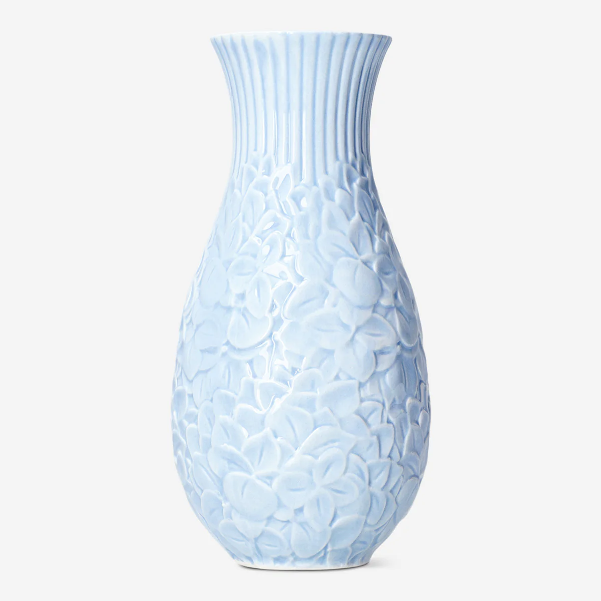 Blue vase with embossed hydrangeas - 18 cm - Image 2