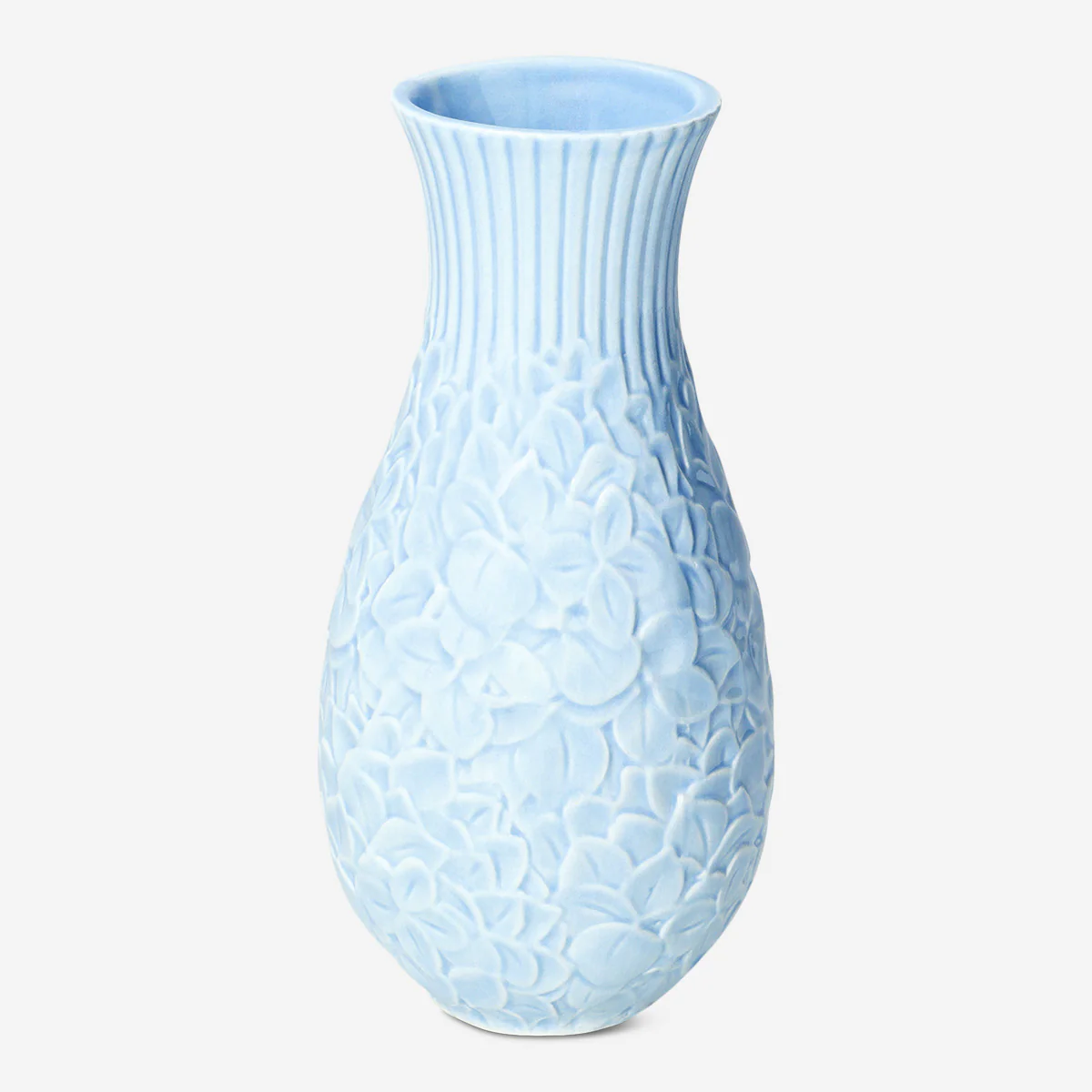 Blue vase with embossed hydrangeas - 18 cm - Image 3