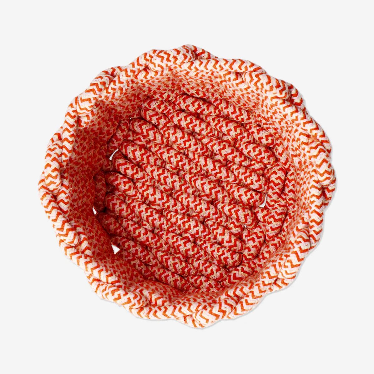 Red braided round basket - 18 cm - Image 3