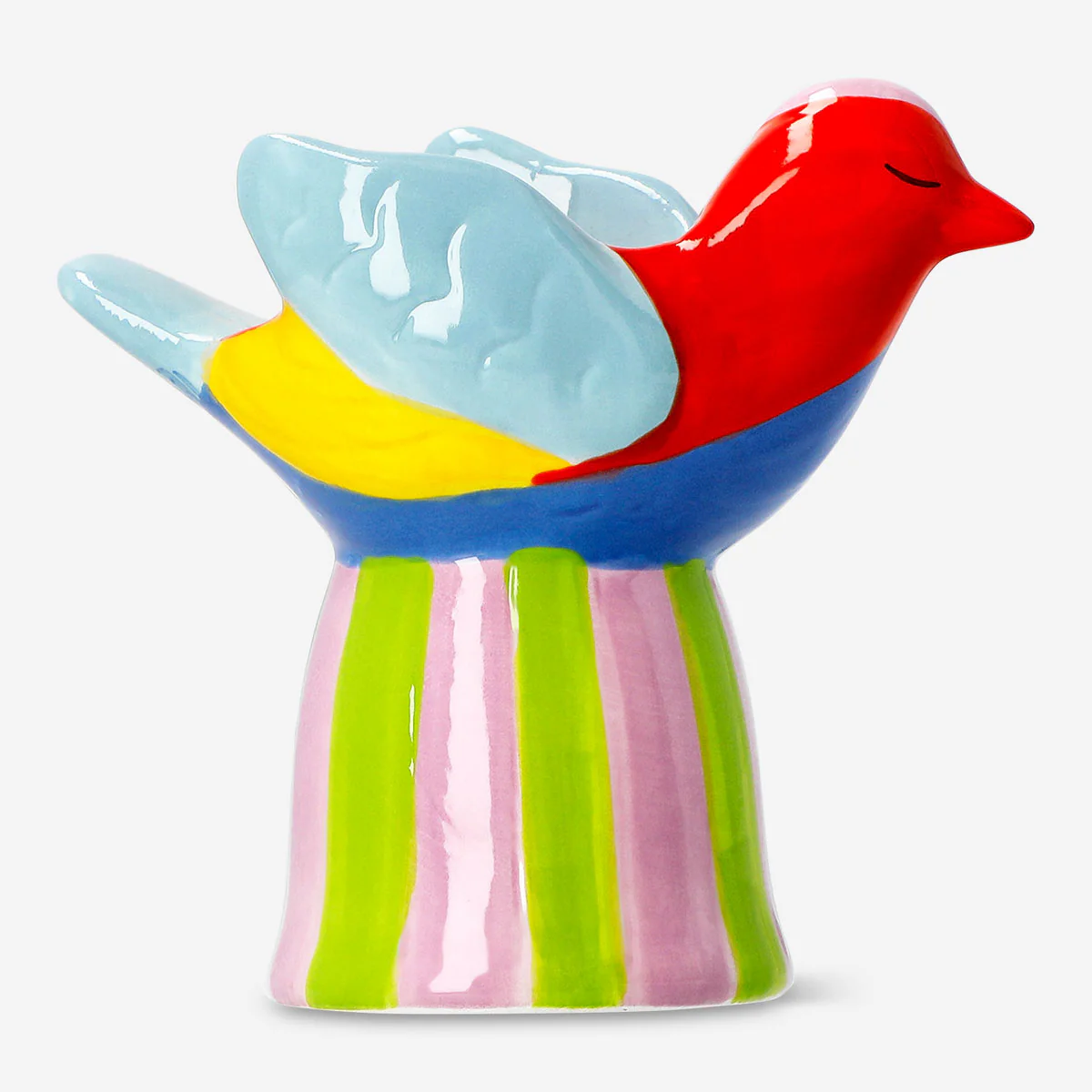 Ceramic bird tealight holder with striped base - Image 3