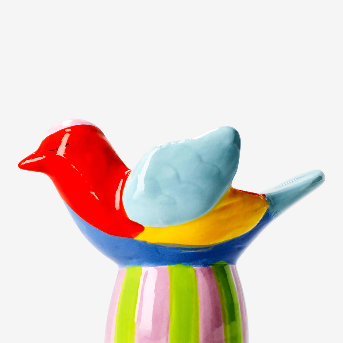 Ceramic bird tealight holder with striped base - Image 4
