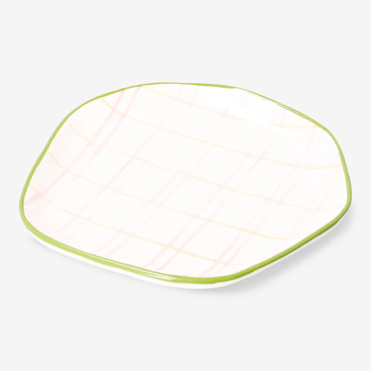Ceramic plate with hand-painted chequered design - 15 cm - Image 2