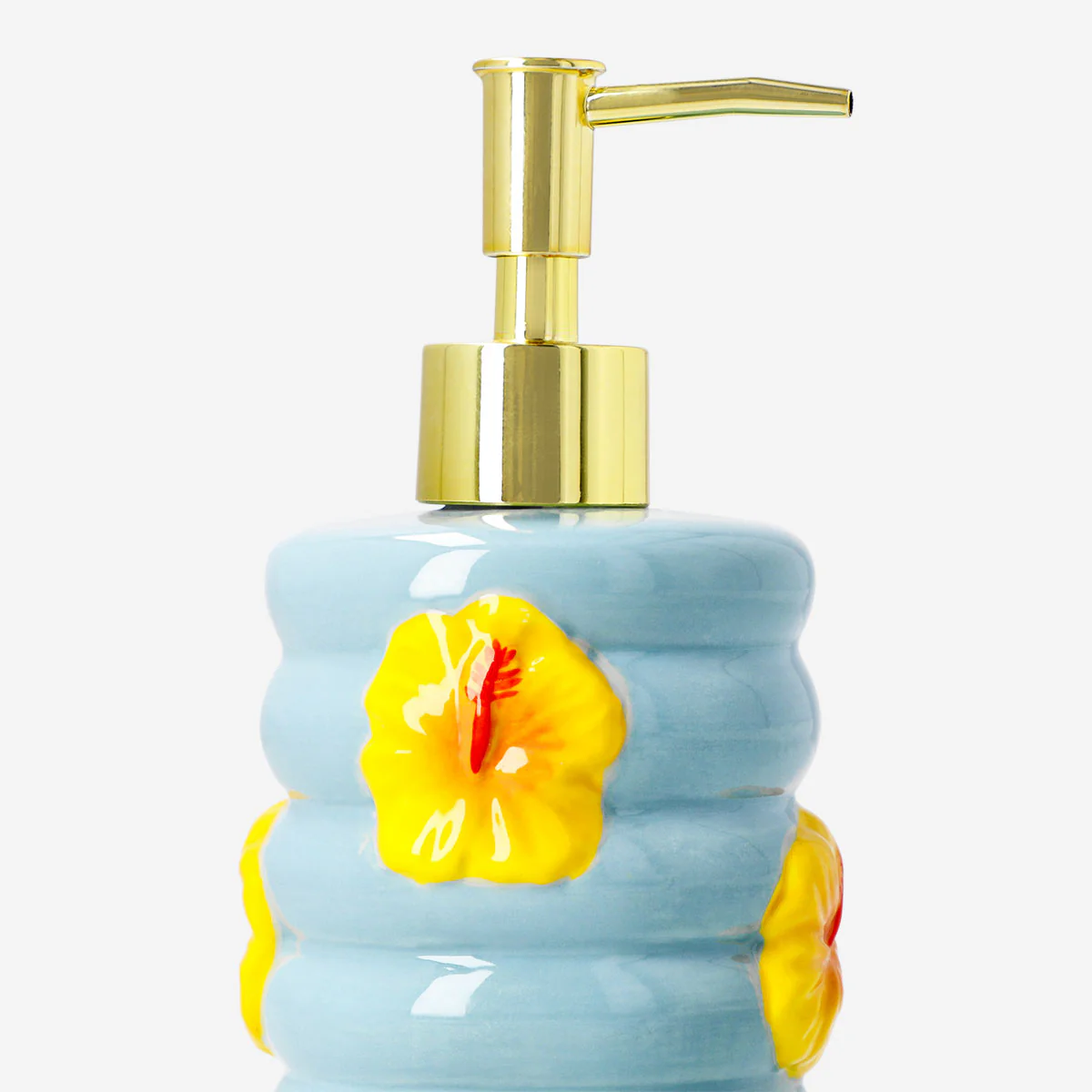 Ceramic soap dispenser - Hibiscus flower print - Image 3