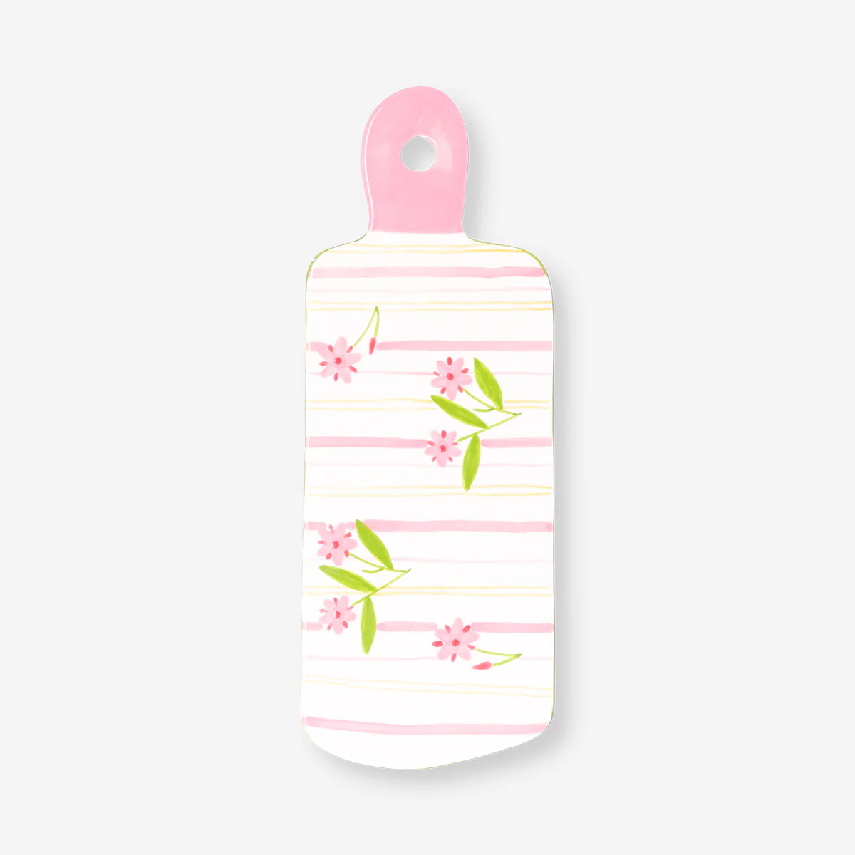 Ceramic tapas tray with hand-painted stripes and flower design - 35 cm - Image 3