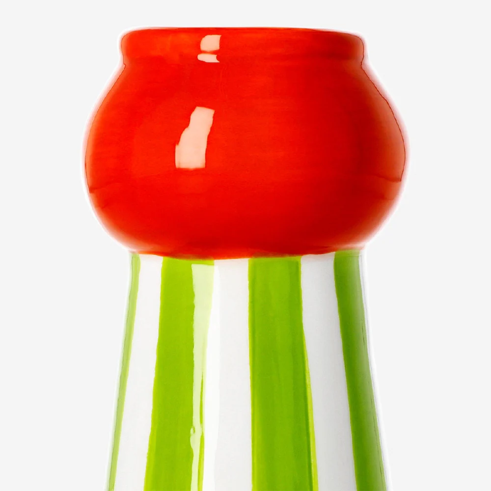 Ceramic vase with green stripes - 18 cm - Image 3