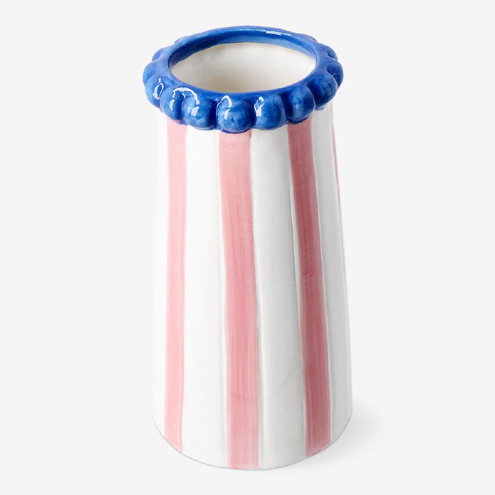 Ceramic vase with pink stripes - 15 cm - Image 3