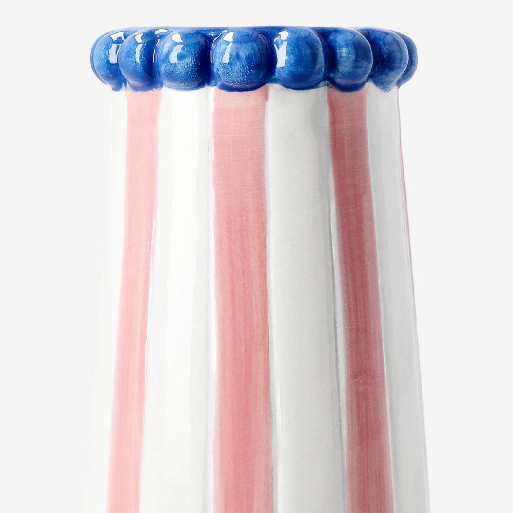 Ceramic vase with pink stripes - 15 cm - Image 4