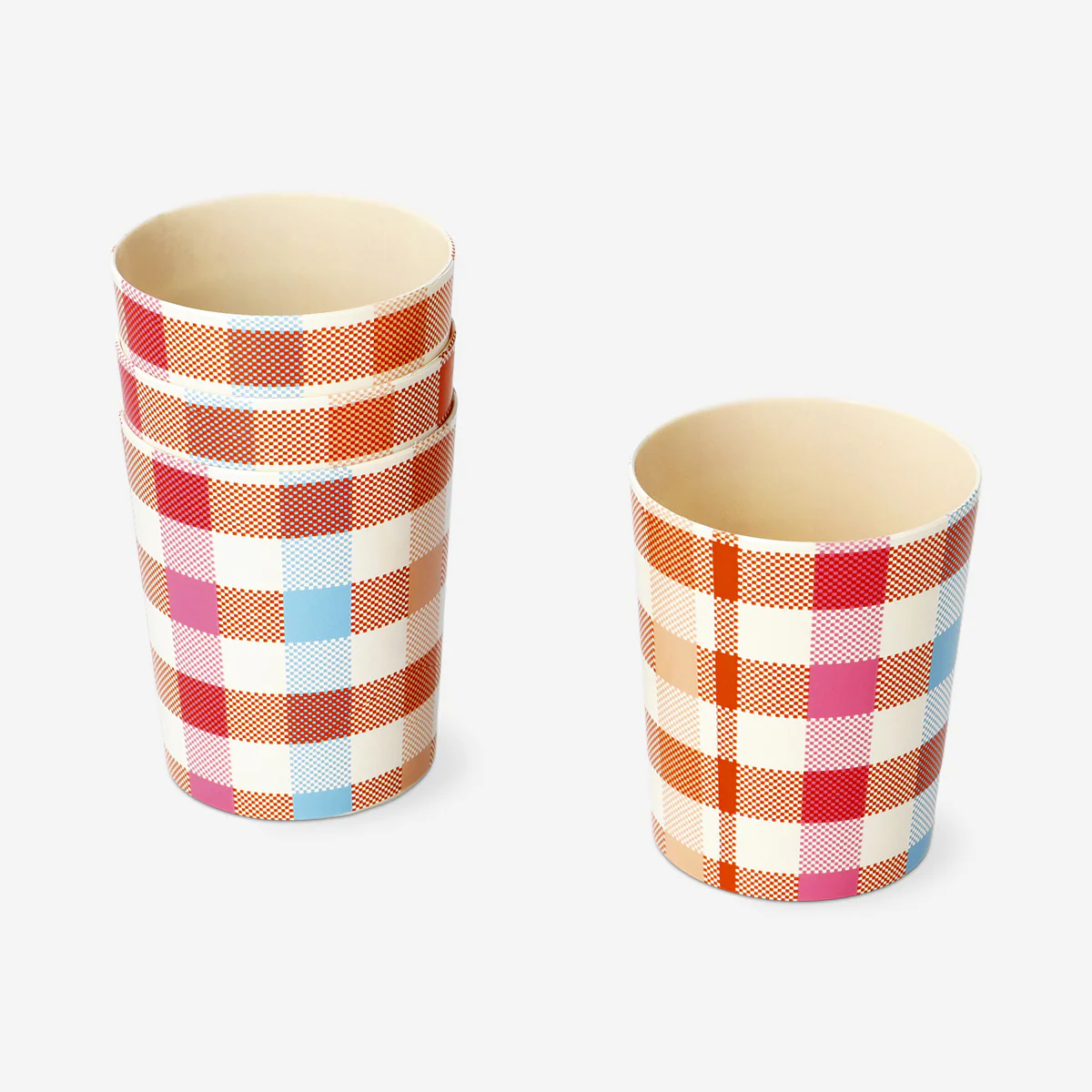 Chequered picnic cups - 4 pcs - Image 2