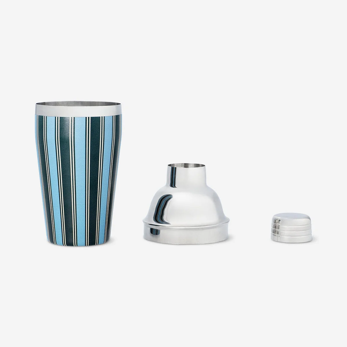 Cocktail shaker with blue stripes - 550 ml - Image 2