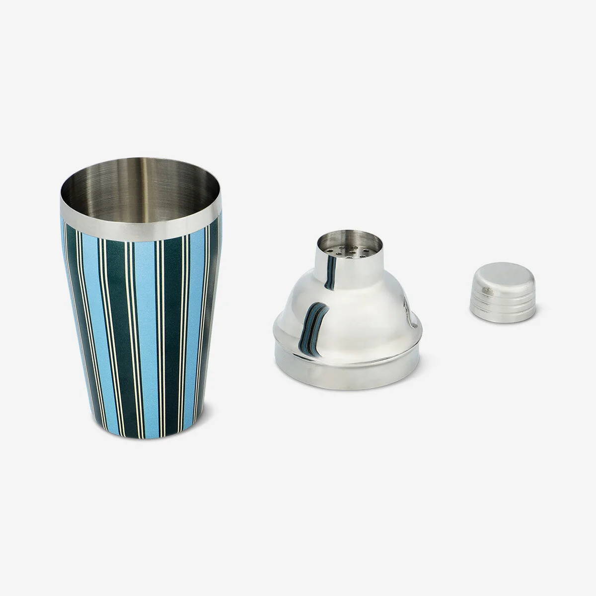 Cocktail shaker with blue stripes - 550 ml - Image 3