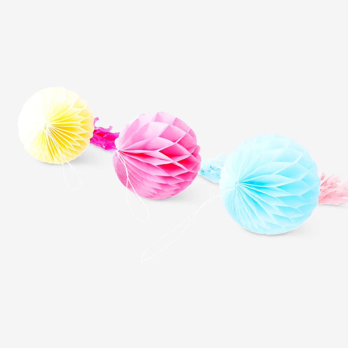 Colourful paper pom poms for hanging - 3 pcs - Image 3