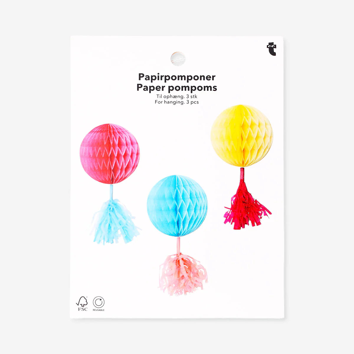 Colourful paper pom poms for hanging - 3 pcs - Image 4