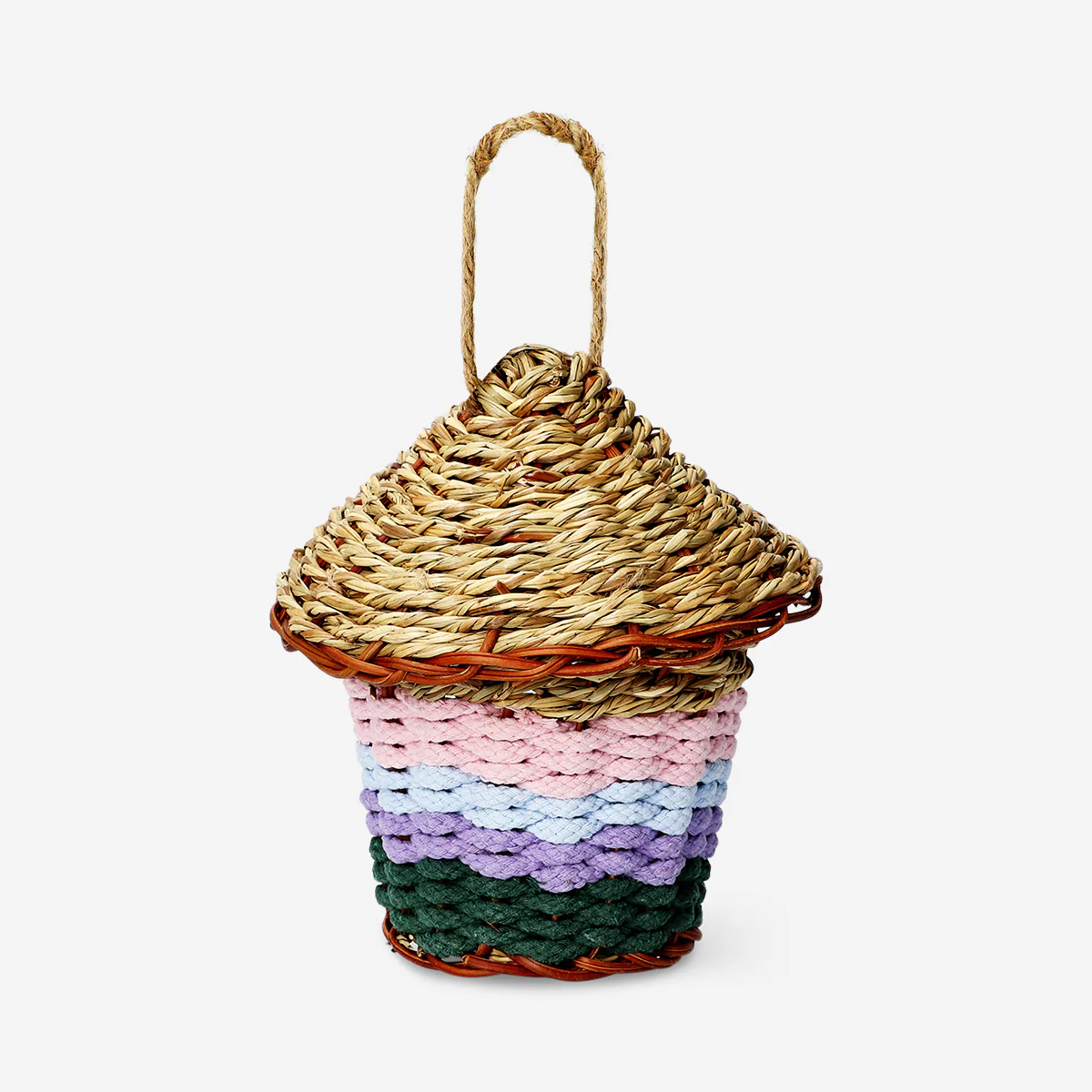 Colourful straw birdhouse - 17 cm - Image 3