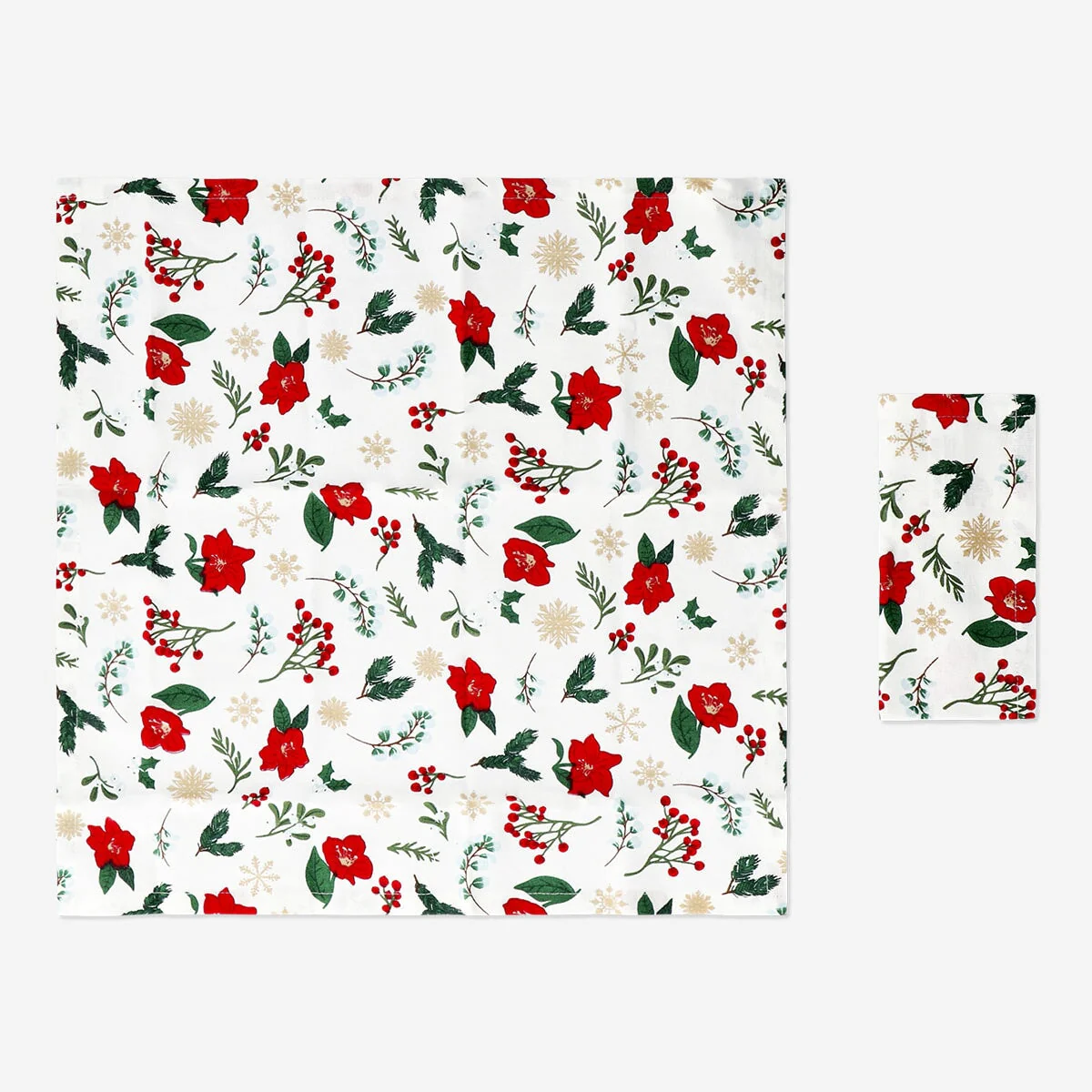 Cotton napkins with Christmas flowers - 2 pcs - Image 2