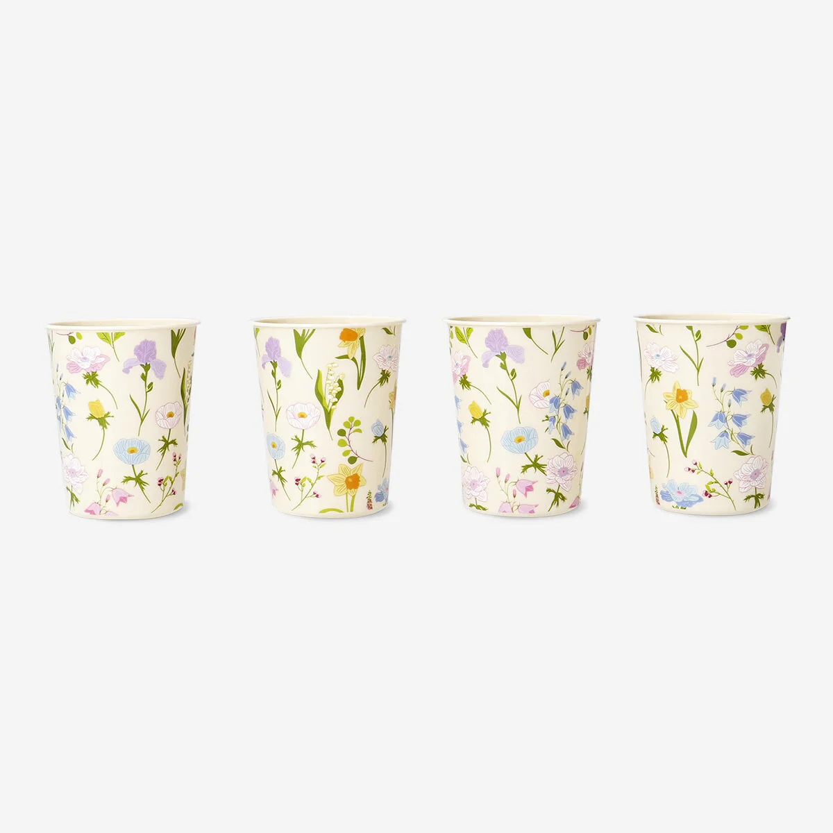 Cups with flower print - 4 pcs - Image 2