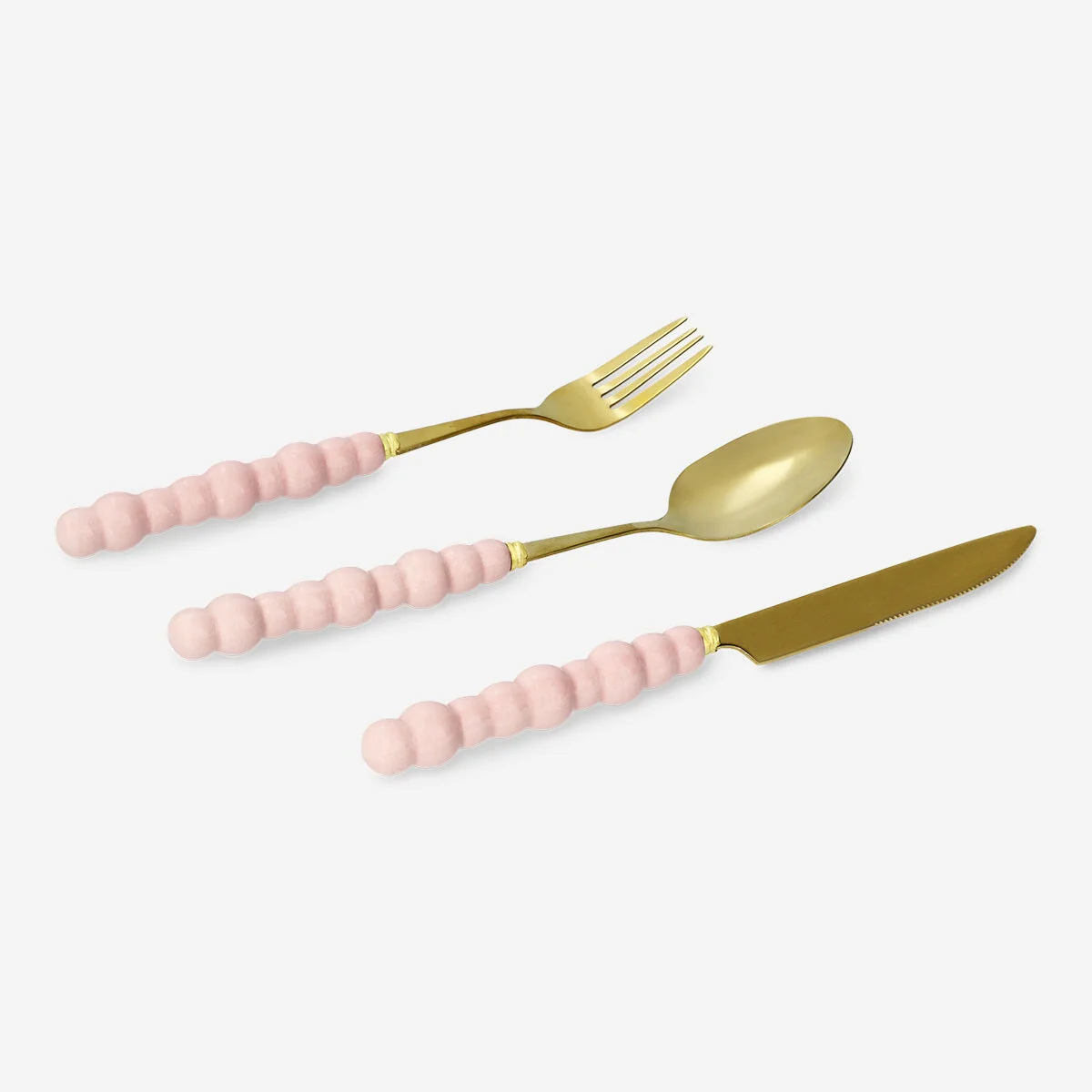 Cutlery set with pink bubble handles - 3 pcs - Image 2