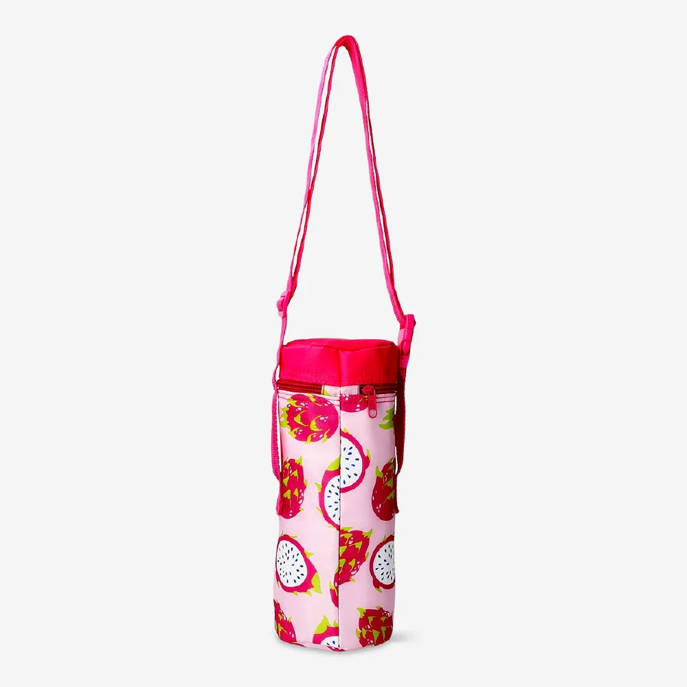 Cylindrical cooler bag with dragonfruit print - 9x30 cm