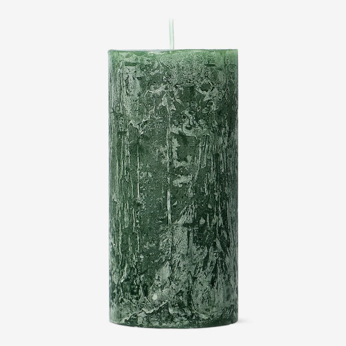 Dark Green Rustic Pillar Candle - 12 cm - Image 2