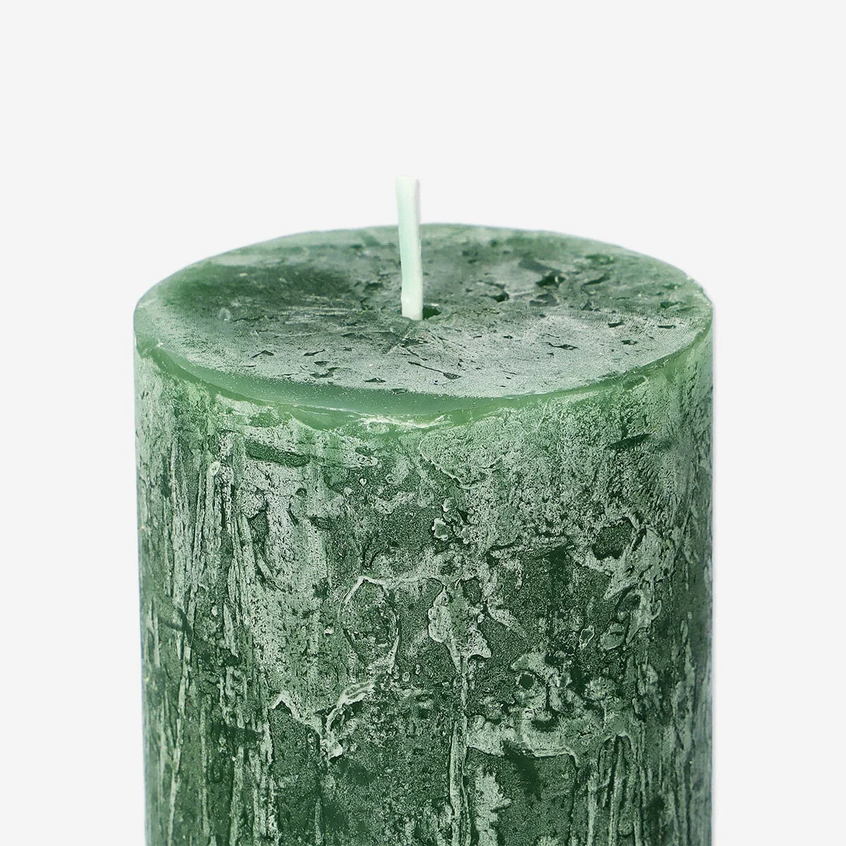 Dark Green Rustic Pillar Candle - 12 cm - Image 3